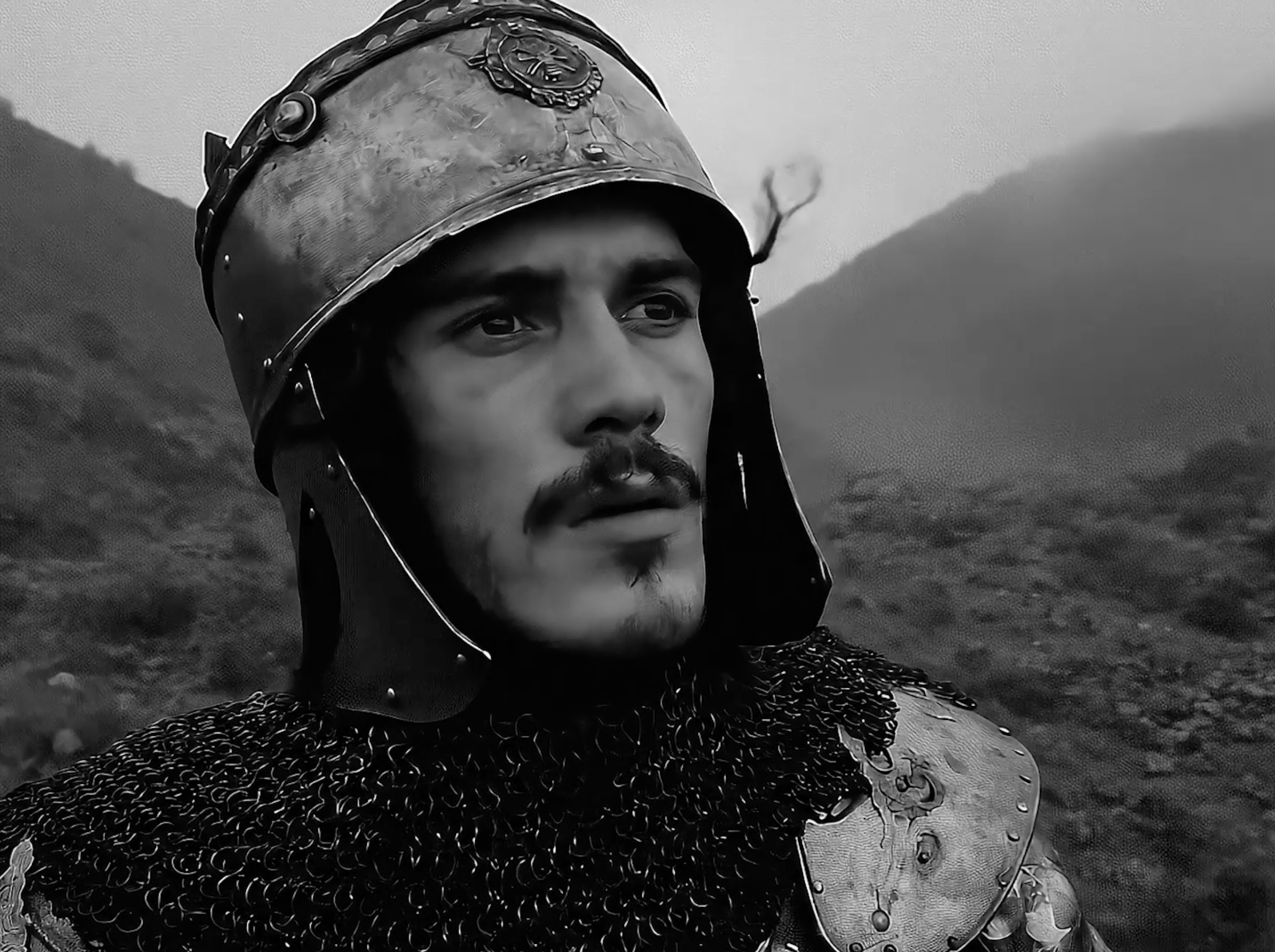 A Castilian soldier in a helmet.